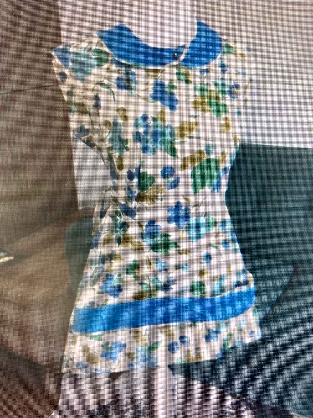 Floral Maxi Dress with Blue Trim